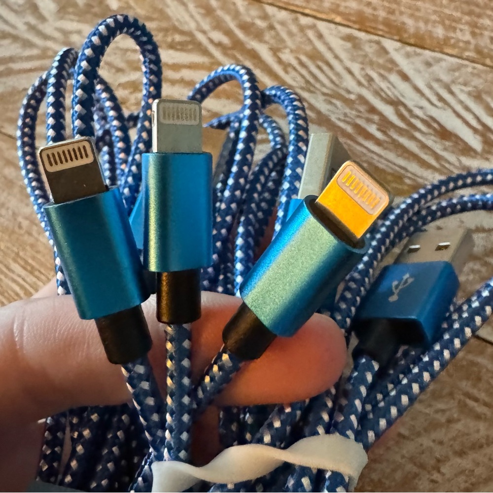 3-Pack Apple iPhone Lightning Cables (2x 3ft, 1x 5ft) MFi Certified Chargers